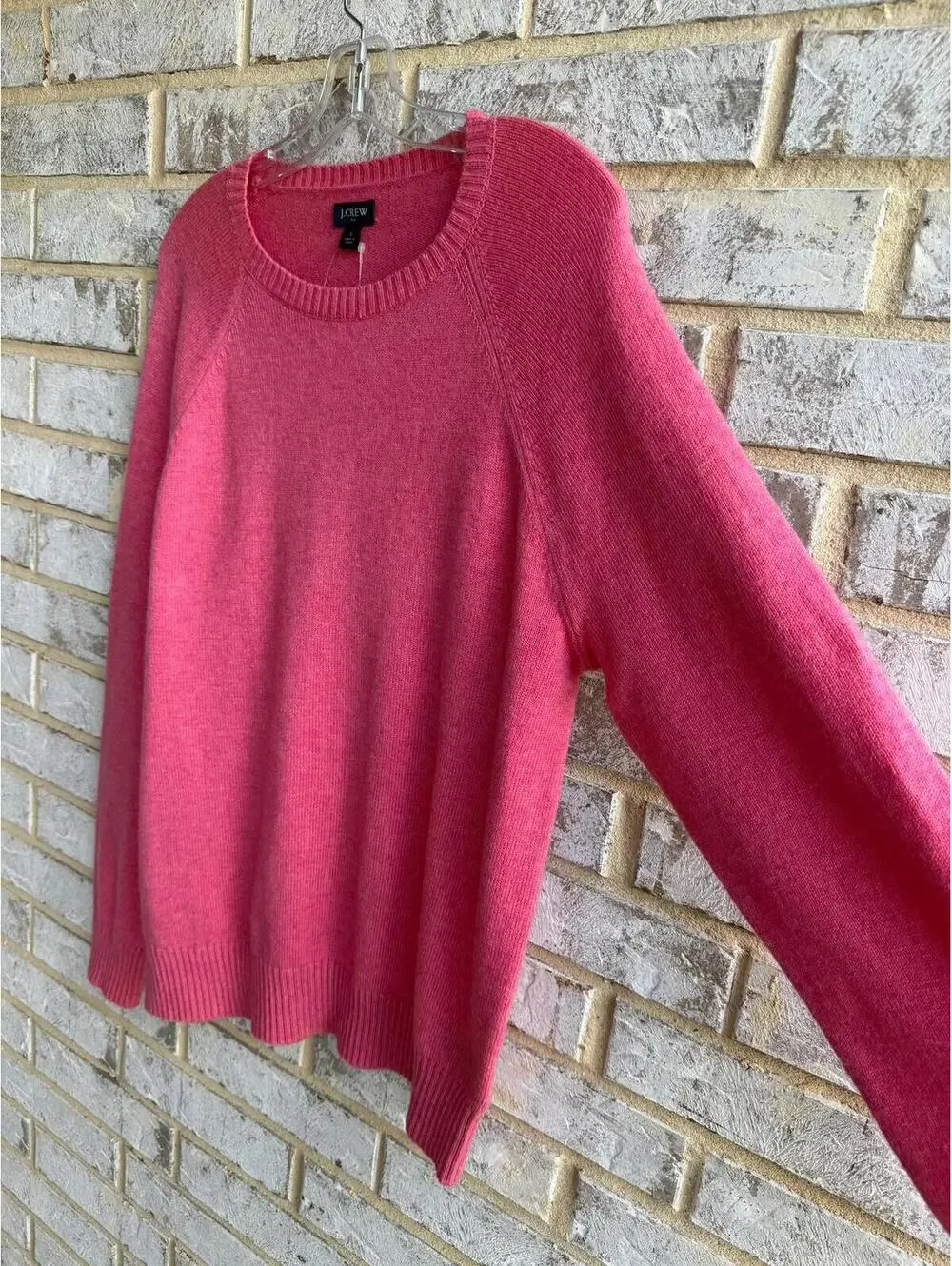 J. Crew NWT Long Sleeve Crew Neck Wool Blend Pink Pullover Sweater Size L